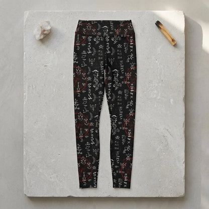 Mystic Print Leggings Black With Alchemy Symbols
