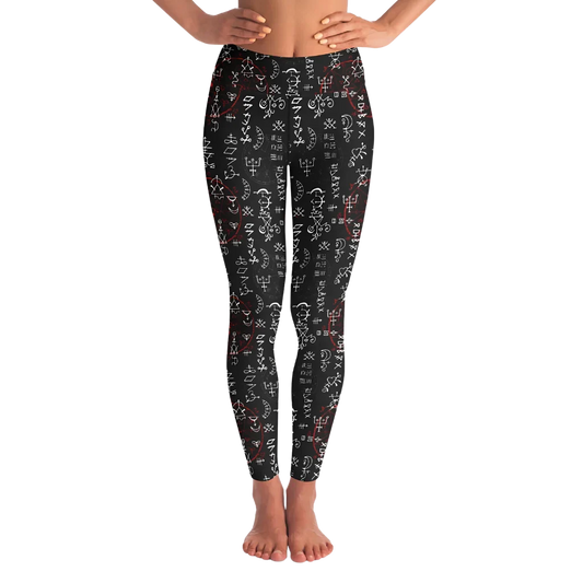 Mystic Print Leggings Black With Alchemy Symbols - XS