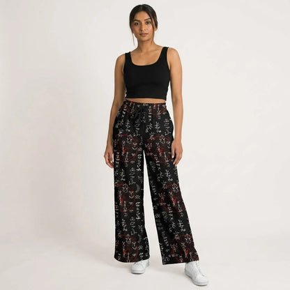 Mystic Symbol Flare Leg Jogging Pants In Black