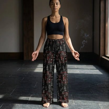 Mystic Symbol Flare Leg Jogging Pants In Black