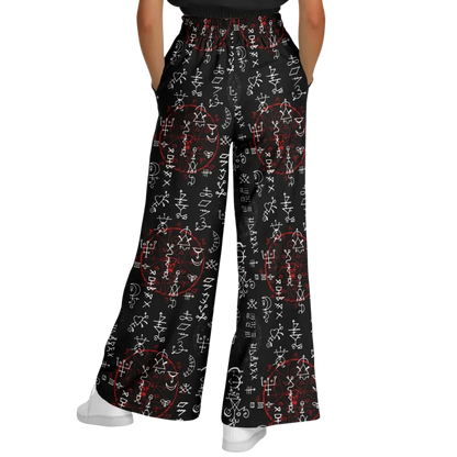 Mystic Symbol Flare Leg Jogging Pants In Black