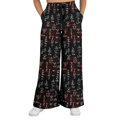 Mystic Symbol Flare Leg Jogging Pants In Black