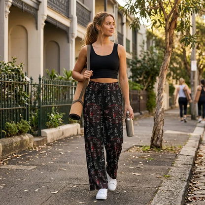 Mystic Symbol Flare Leg Jogging Pants In Black