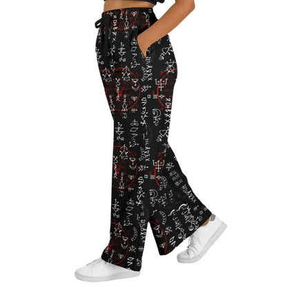 Mystic Symbol Flare Leg Jogging Pants In Black