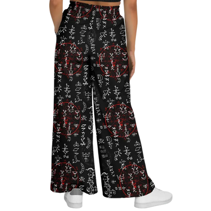 Mystic Symbol Flare Leg Jogging Pants In Black