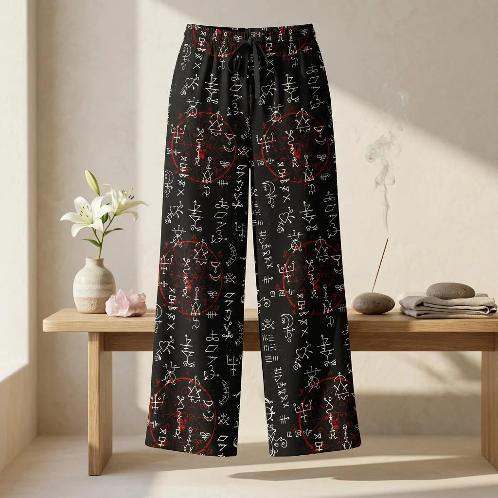 Mystic Symbol Flare Leg Jogging Pants In Black