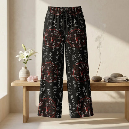 Mystic Symbol Flare Leg Jogging Pants In Black