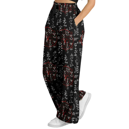 Mystic Symbol Flare Leg Jogging Pants In Black