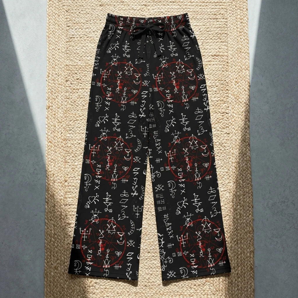 Mystic Symbol Flare Leg Jogging Pants In Black