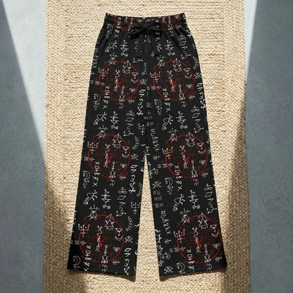 Mystic Symbol Flare Leg Jogging Pants In Black