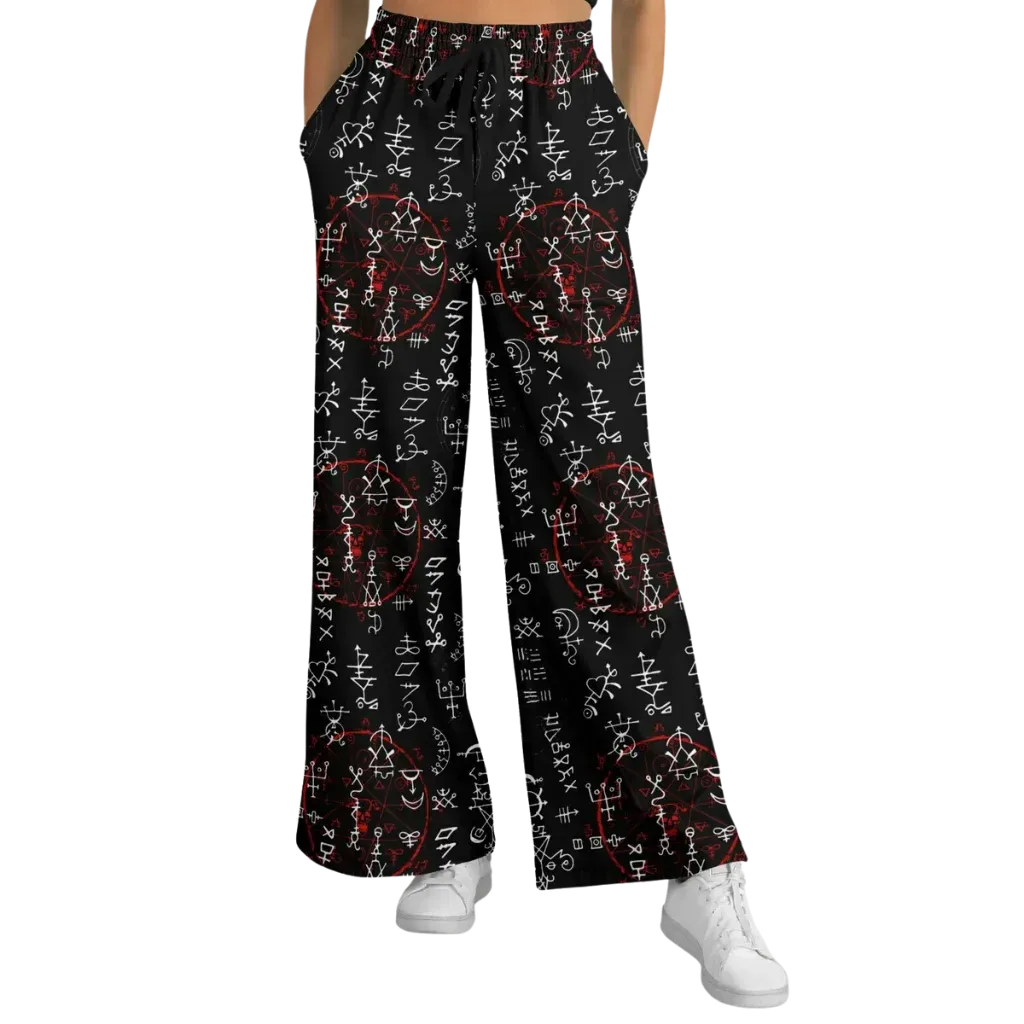 Mystic Symbol Flare Leg Jogging Pants In Black - XS
