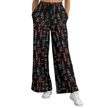 Mystic Symbol Flare Leg Jogging Pants In Black - XS