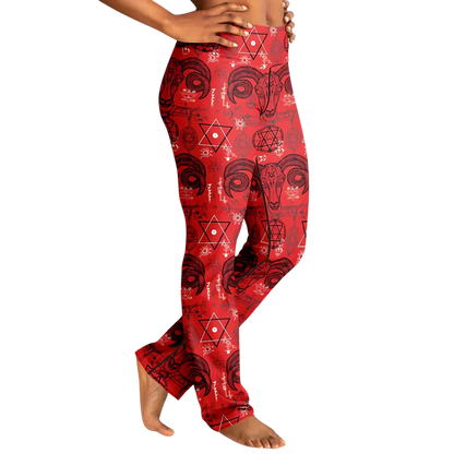 Mystic Symbols Red Flare Leggings For Ritual Flow