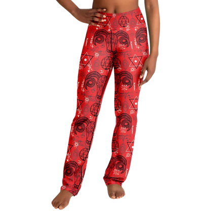 Mystic Symbols Red Flare Leggings For Ritual Flow