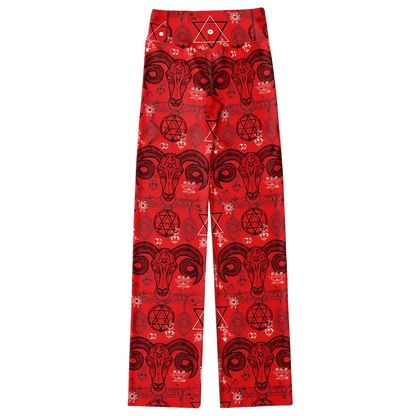 Mystic Symbols Red Flare Leggings For Ritual Flow