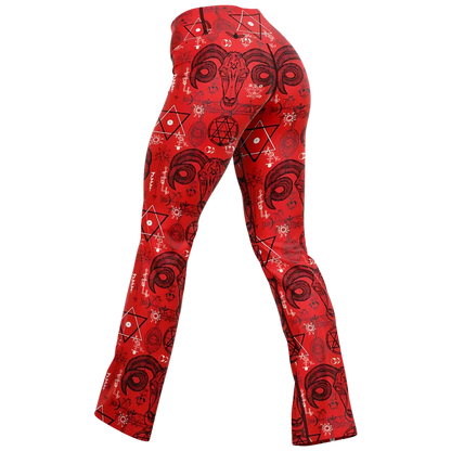 Mystic Symbols Red Flare Leggings For Ritual Flow