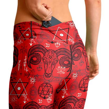 Mystic Symbols Red Flare Leggings For Ritual Flow