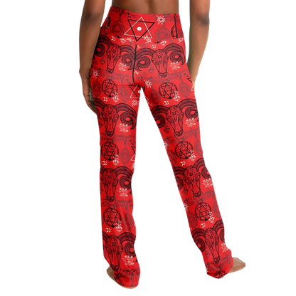 Mystic Symbols Red Flare Leggings For Ritual Flow