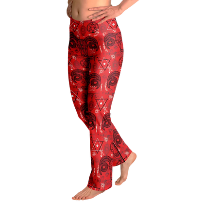 Mystic Symbols Red Flare Leggings For Ritual Flow