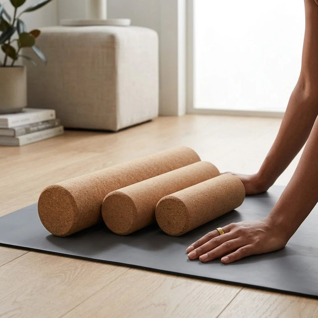 Natural Cork Yoga Rollers For Deep Muscle Release - Khaki / 30x10 cm
