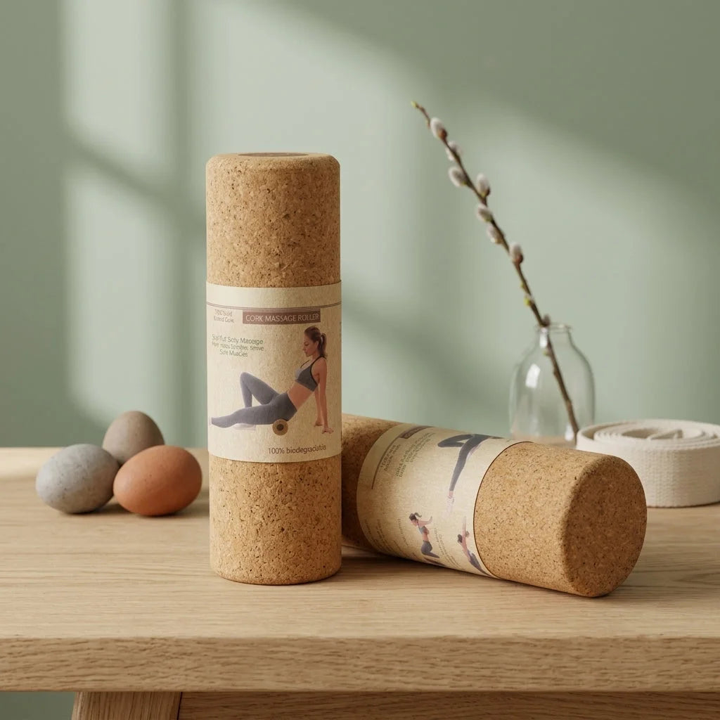 Natural Cork Yoga Rollers For Deep Muscle Release - Khaki / 30x10 cm