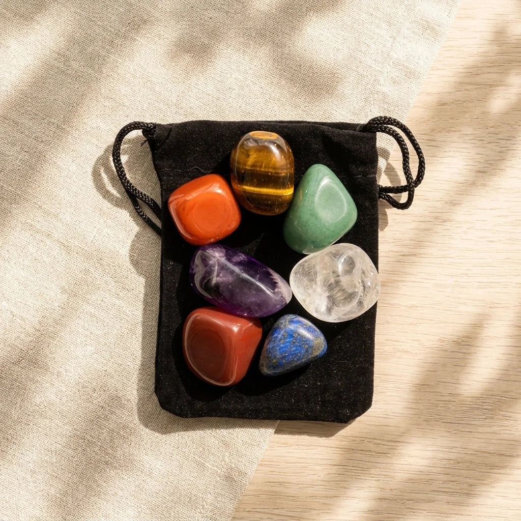 Natural Crystal Stones Chakra Set For Meditation - Set