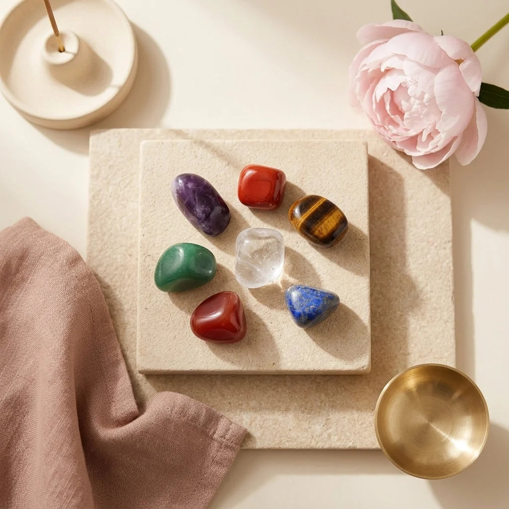 Natural Crystal Stones Chakra Set For Meditation - Set