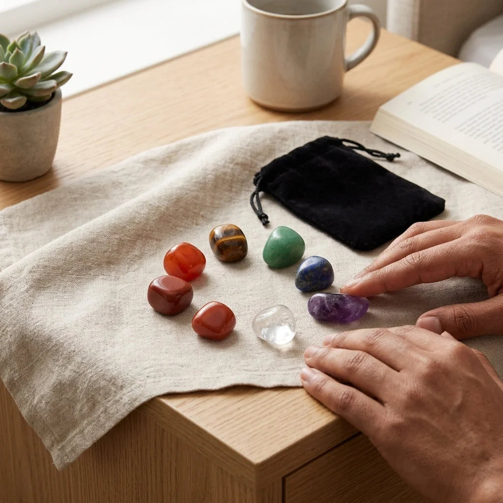Natural Crystal Stones Chakra Set For Meditation - Set