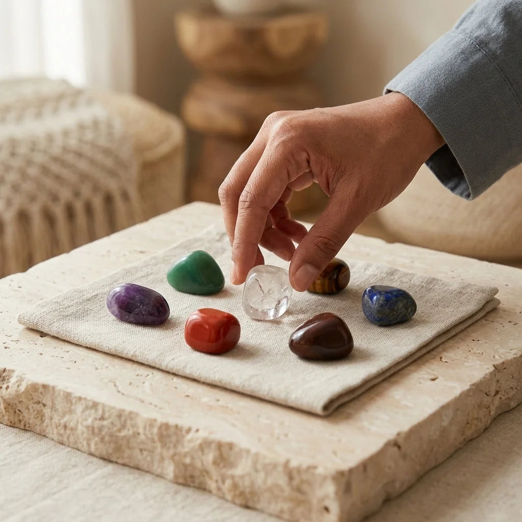Natural Crystal Stones Chakra Set For Meditation - Set