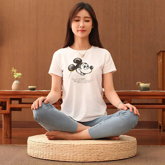 Natural Meditation Pouf For Zen-Inspired Floor Seating - Papyrus Futon / Dia 40cm Height 6cm