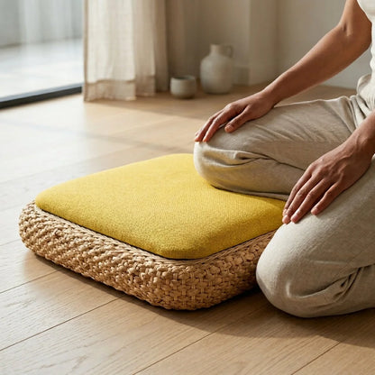 Natural Rattan Pouf Floor Seat For Everyday Calm