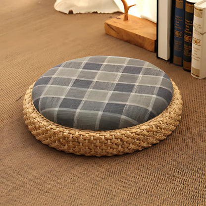Natural Rattan Pouf Floor Seat For Everyday Calm - Square face / Round dia 40cm