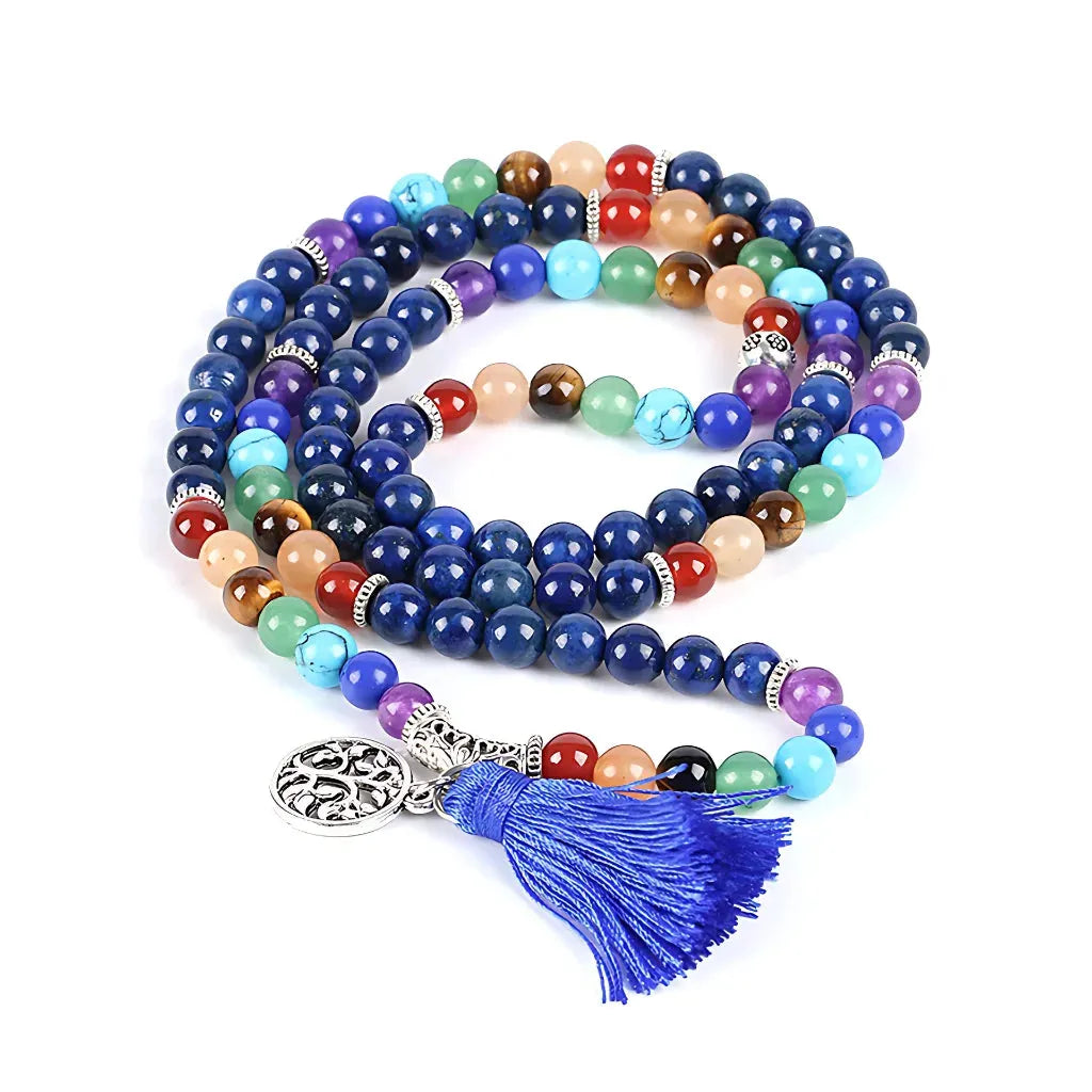 Natural Stone Beaded Wrap Bracelet - Blue