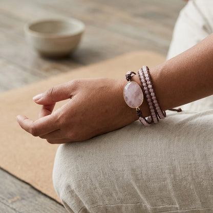 Natural Stone Hand Wrap Bracelet With Gem Charm