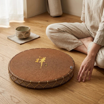 Natural Straw Floor Poufs For Sitting Comfortably - Brown