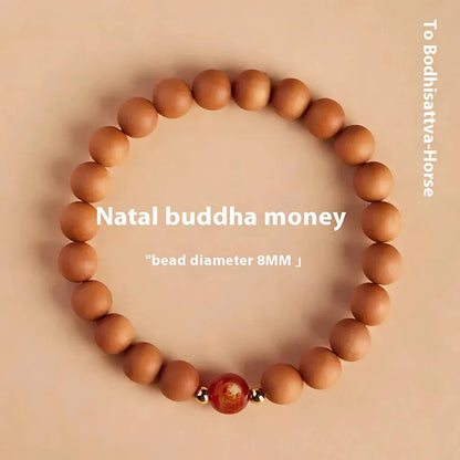 Natural Wooden Bead Bracelet For Women - Horse Peach Wood 8mm