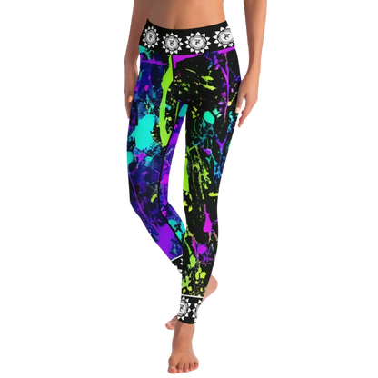 Neon Splash Yoga Pants Bra Set For Women