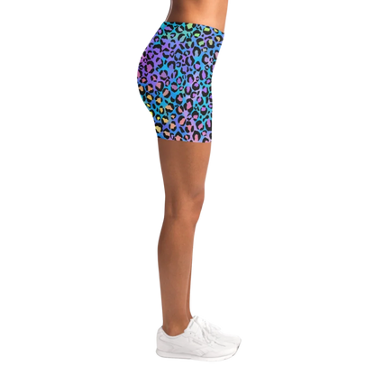 Neon Yoga Shorts With Vibrant Leopard Print Energy