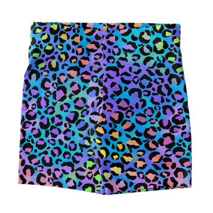 Neon Yoga Shorts With Vibrant Leopard Print Energy