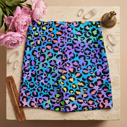 Neon Yoga Shorts With Vibrant Leopard Print Energy