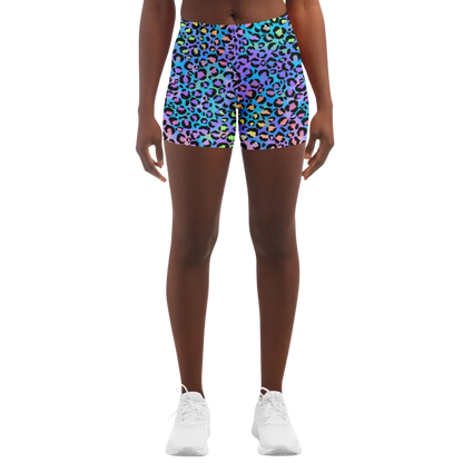 Neon Yoga Shorts With Vibrant Leopard Print Energy