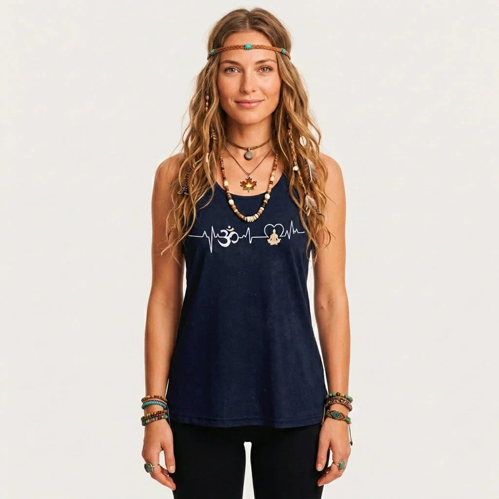 Om Heartbeat Flow Yoga Tank For Women