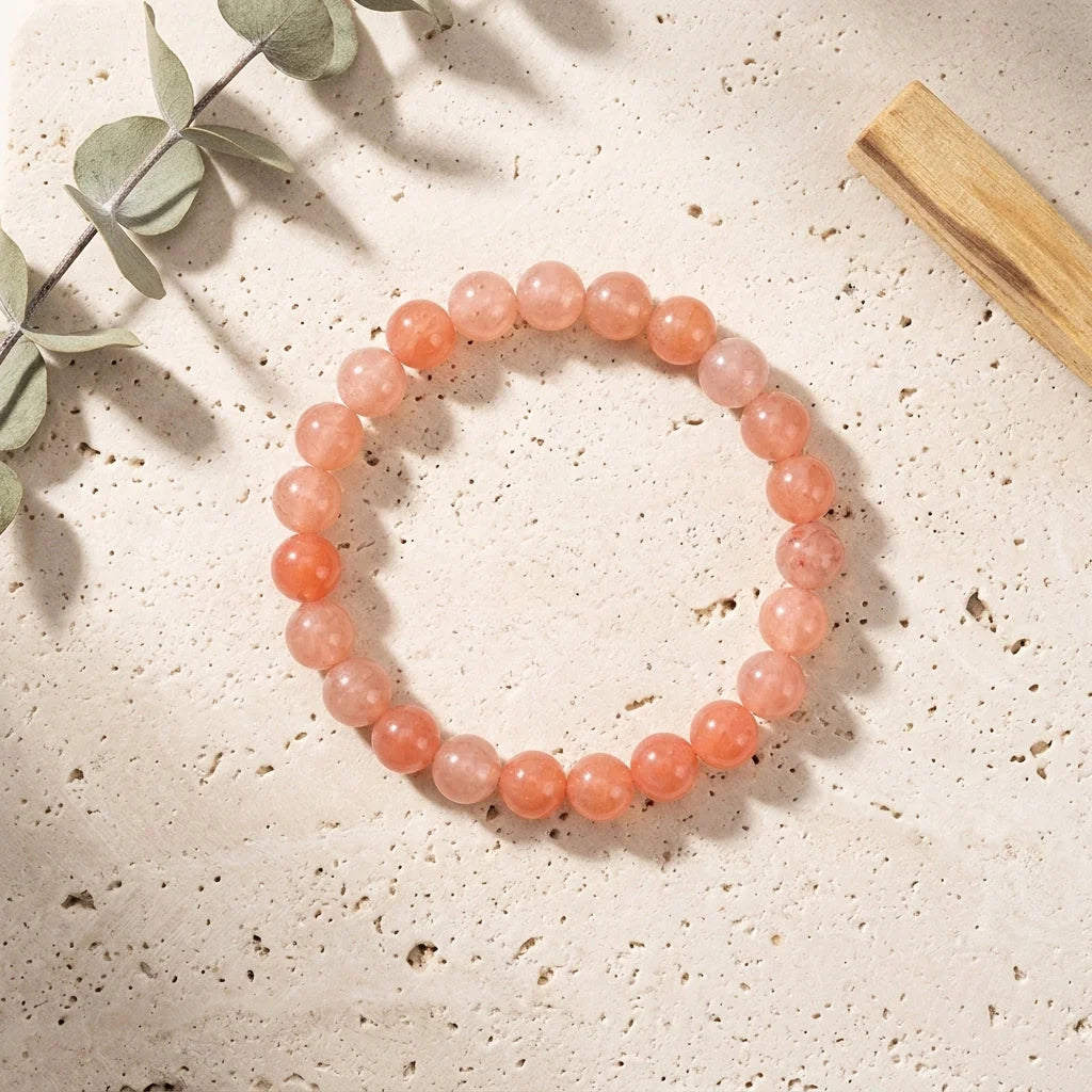 Orange Bead Bracelet For Daily Wellness Rituals - 8mm