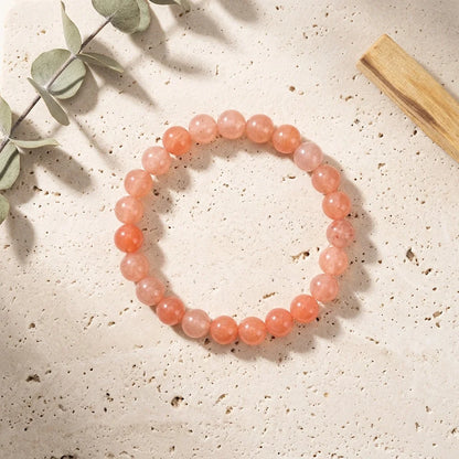 Orange Bead Bracelet For Daily Wellness Rituals - 8mm