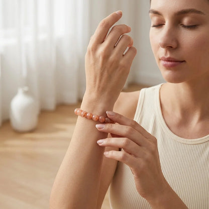 Orange Bead Bracelet For Daily Wellness Rituals - 8mm