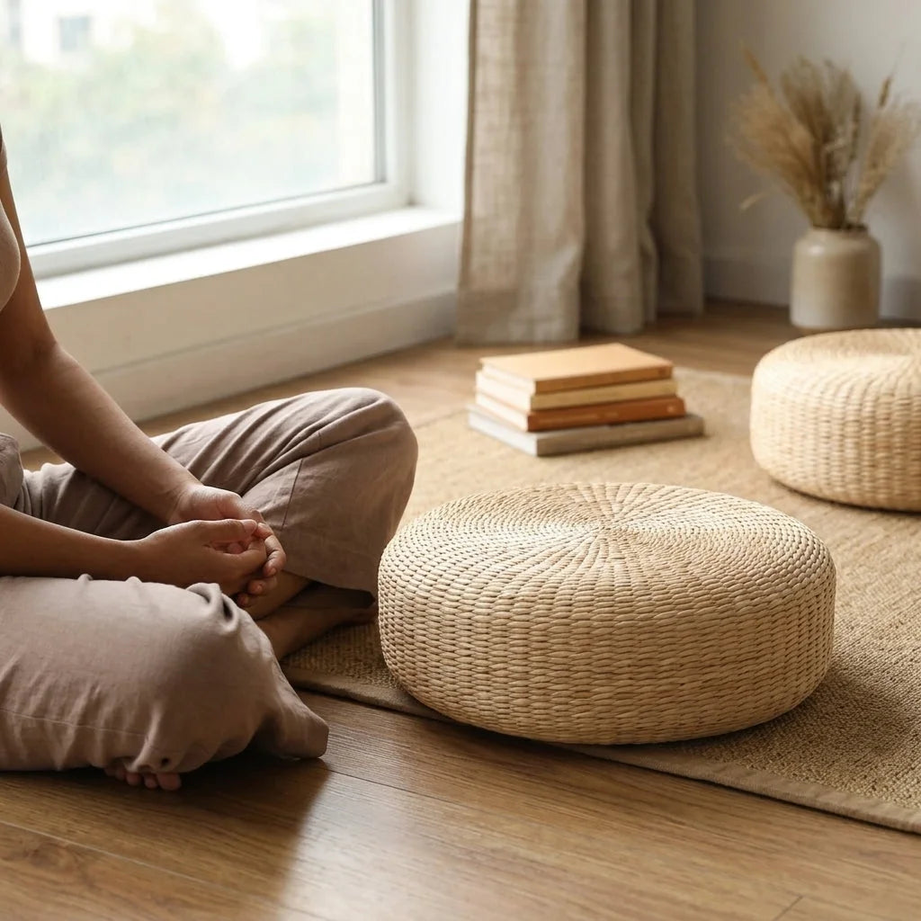 Ottoman Pouf Floor Pillow For Yoga And Home Comfort