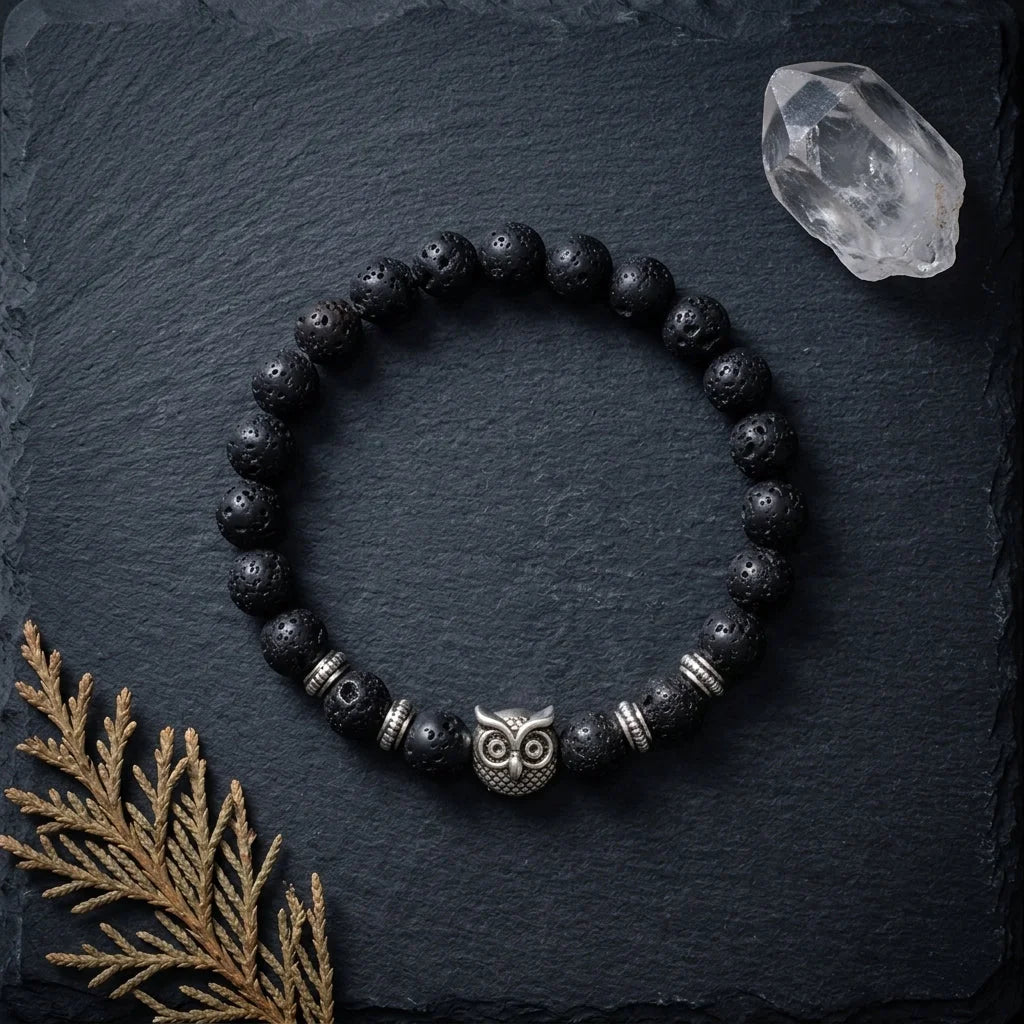 Owl Charm Beads Bracelets With Natural Stones