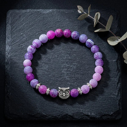 Owl Charm Beads Bracelets With Natural Stones