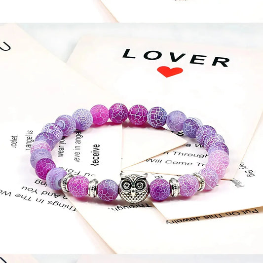 Owl Charm Beads Bracelets With Natural Stones