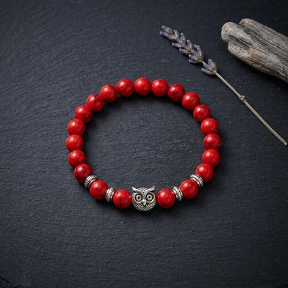 Owl Charm Beads Bracelets With Natural Stones